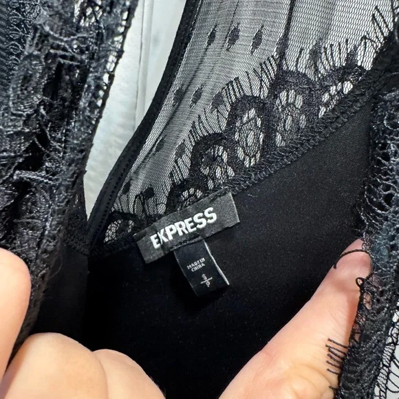 Express Black Lace Detail Jumpsuit - Picture 9 of 11